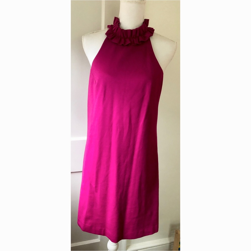 Trina Turk Fuchsia Halter Ruffle Dress